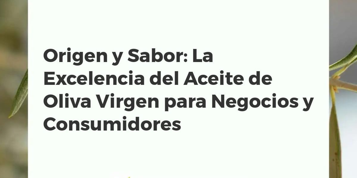 Origen y Sabor: La Excelencia del Aceite de Oliva Virgen para Negocios y Consumidores