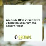 Botella de AOVE premium rodeada de aceitunas, almendras tostadas y quesos artesanales en un entorno campestre valenciano.